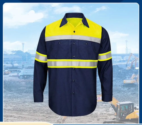 Summer Cotton Work Clothing Hi Vis Long Sleeves Reflective Safety Working Uniform Porter Construction Worker Coverall Electric