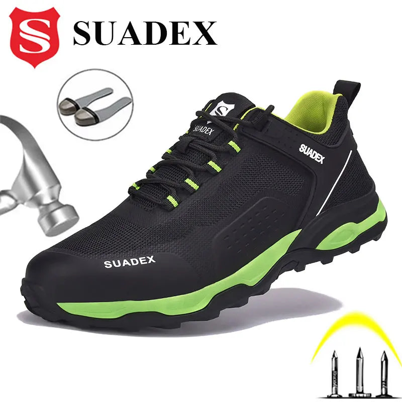 SUADEX Safety Shoes Men Anti-Smashing Steel Toe Boots Indestructible Work Sneakers Breathable Composite Toe Men EUR Size 37-48