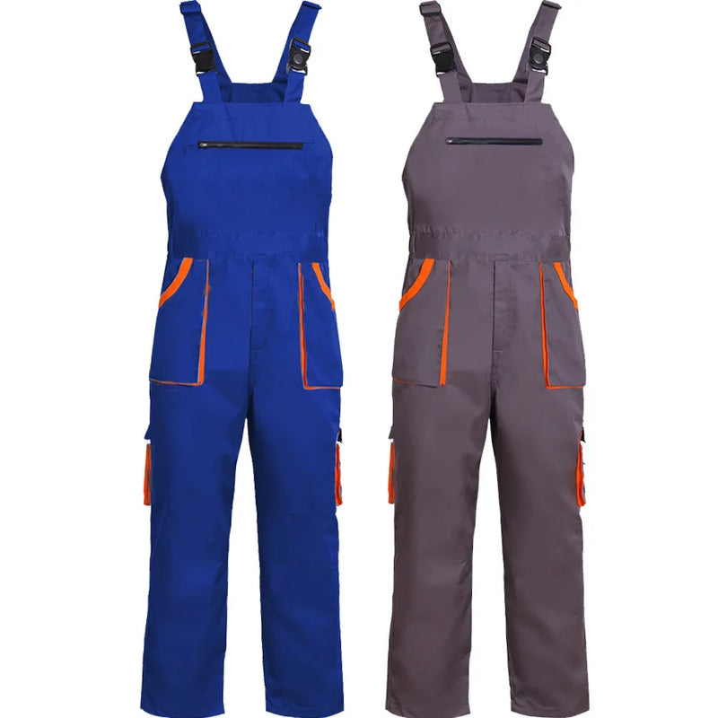 Bib Overalls Men's Work Clothes Plus Size Protective Coveralls Strap Jumpsuit Multi Pockets Uniform Work Dungarees Cargo Pants