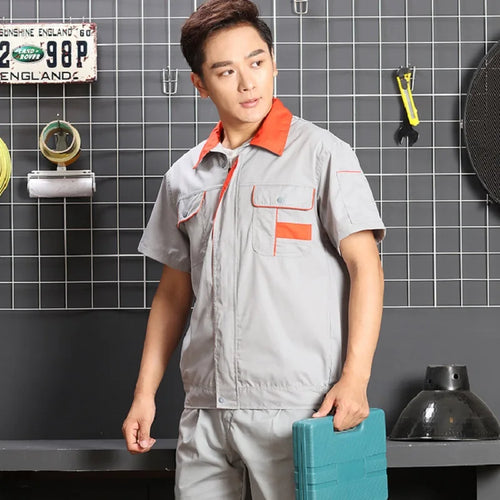 New Summer Work Clothing Set Men Women Thin Section Breathable Uniforms Factory Auto Workshop Service Repairmen Safety Coveralls