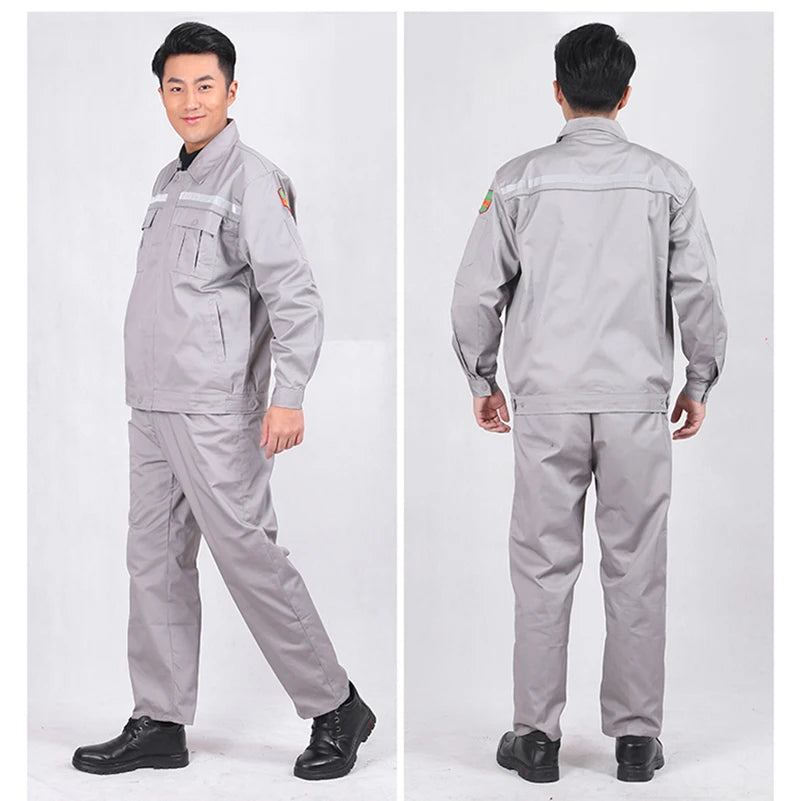 100% Cotton Working Clothing Men Women Anti-static Gas Station Worker Uniforms Durable Mechanical Chemical Electricity Coveralls