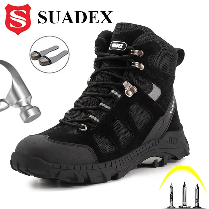 SUADEX Men Work Safety Boots Men Anti-smashing Industrial Work Shoes Anti-sand Desert Boot Outdoor Ankle Footwear EUR Size 37-48