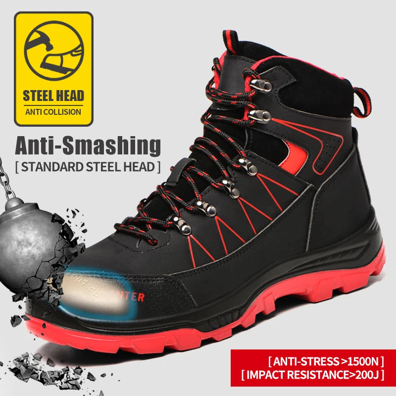 Male Work Boots Lightweight Comfort Safety Shoes Men Steel Toe Work Sneakers Men Indestructible Shoes Security Protective Shoes