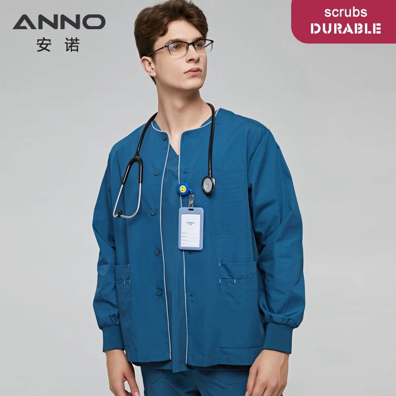 Long Sleeves Scrubs Jacket Pretty Outfit Nurse Out Coat Doctor Shirt Hospital Nursing Staff Uniforms Autumn Winter Work Wear