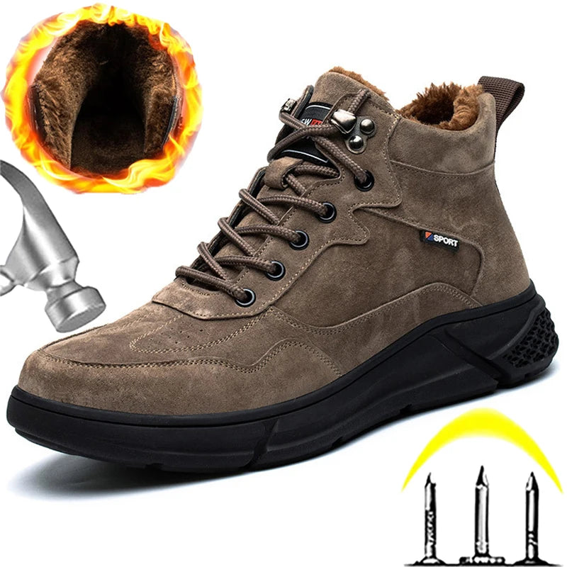 High Quality Winter Boots Men Work Safety Boots Steel Toe Cap Industrial Shoes Anti-smash Anti-puncture Safety Shoes Work Boots