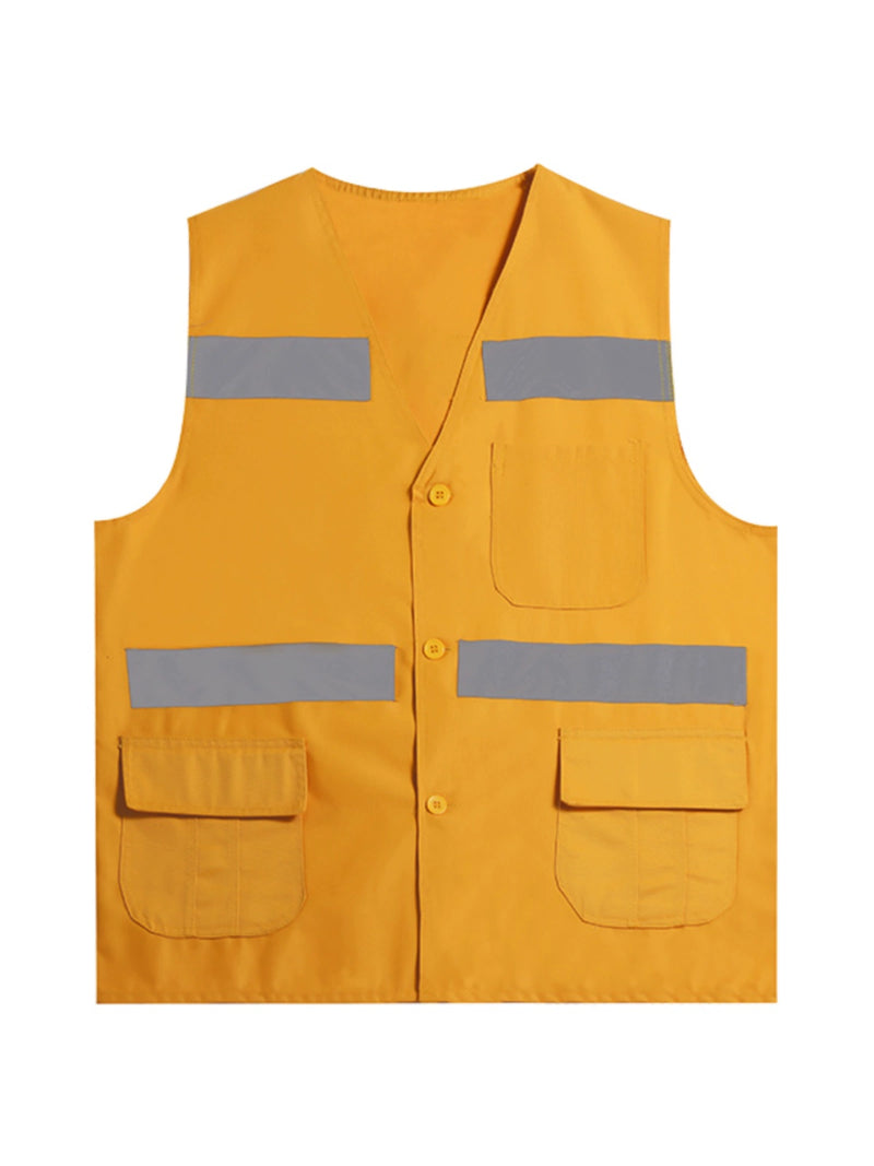 Railway Yellow Reflective Waistcoat Vest Thickened Polyester Fabric plus and Extra Size Construction Protective Clothing Engineering Bureau Reflective Vest Printing