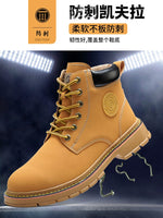 Labor Protection Shoes Men's Attack Shield and Anti-Stab Safe Site Soft Bottom Steel Toe High Top Boots Abrasion Resistant Women's All Year Round Autumn and Winter Cotton Shoes