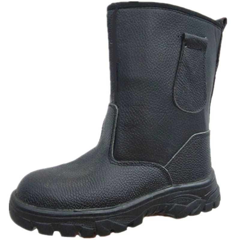 High-Cut Long-Tube Construction Site Winter Fleece-Lined Safety Shoes