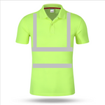 Lapel Stand Collar Quick-Dry Reflective Vest Construction Site Reflective Vest Reflective Work Clothes Short-Sleeved Long-Sleeved Reflective Construction Worker's Clothes T-shirt