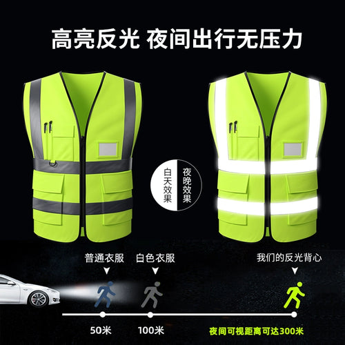 Reflective Vest Protective Clothing Riding Construction Reflective Vest Traffic Sanitation Worker Vest Meituan Fluorescent Yellow Vest Printing