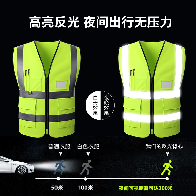 Reflective Vest Protective Clothing Riding Construction Reflective Vest Traffic Sanitation Worker Vest Meituan Fluorescent Yellow Vest Printing