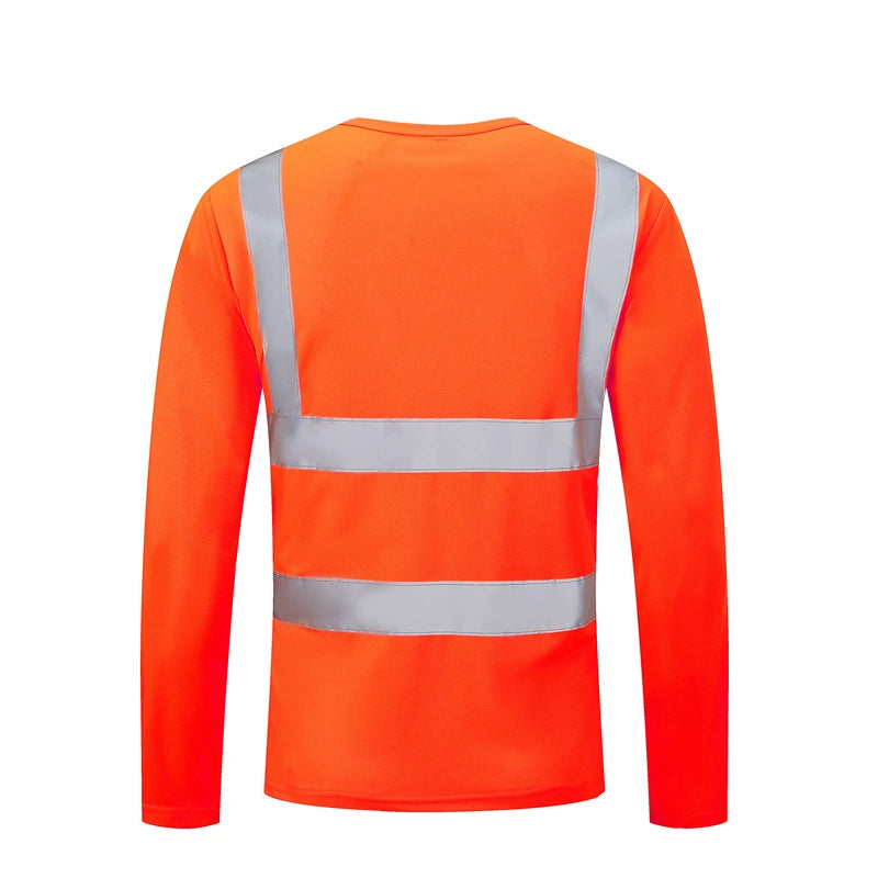 round Neck Reflective Quick Drying Clothes Sanitation Reflective Vest Reflective Work Clothes Long Sleeve Reflective Work Clothes Construction Safety Vest