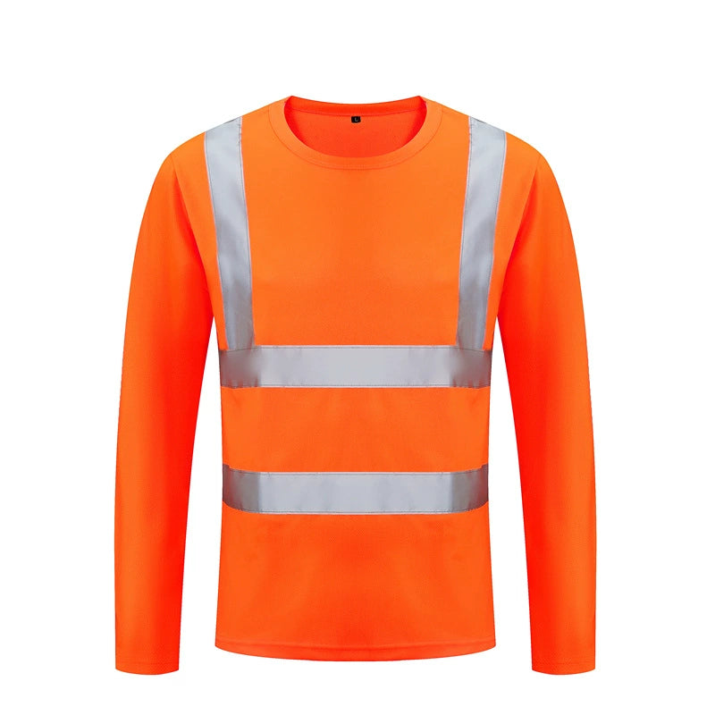 round Neck Reflective Quick Drying Clothes Sanitation Reflective Vest Reflective Work Clothes Long Sleeve Reflective Work Clothes Construction Safety Vest