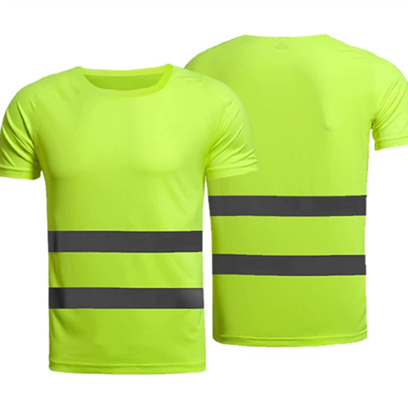 round Neck Quick-Drying Reflective Vest Construction Site Reflective Vest Reflective Work Clothes Short Sleeve Long Sleeve Reflective Construction Worker's Clothes Safety T-shirt