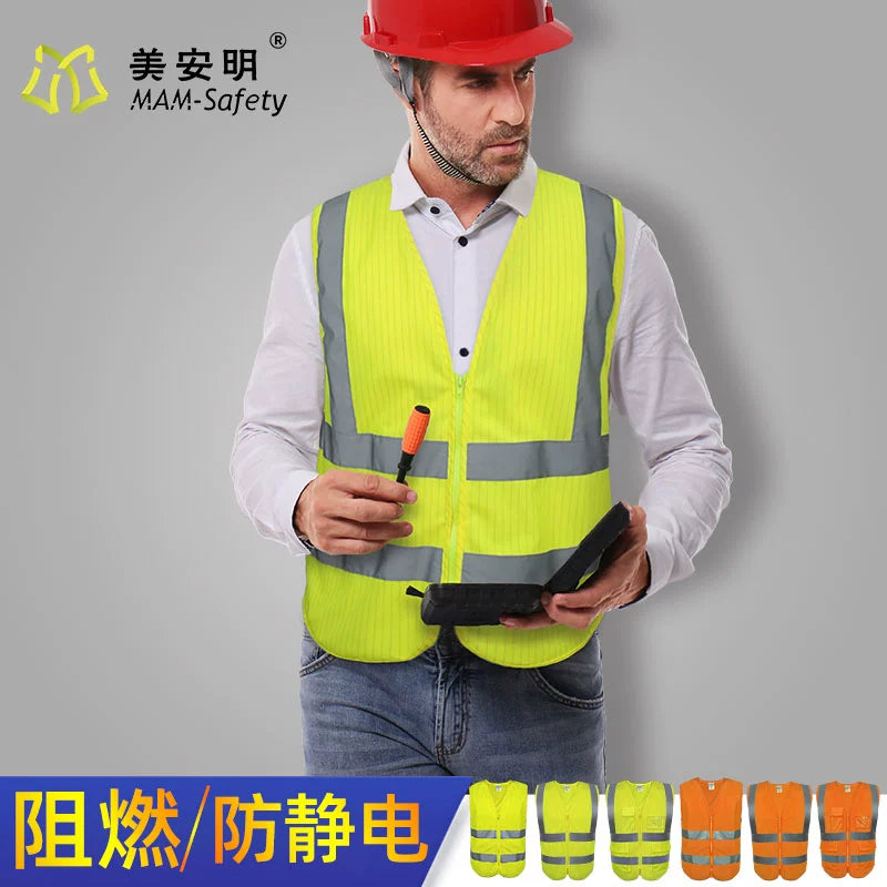 Flame Retardant Anti-Static Reflective Safety Vest State Grid Engineering Construction Vest Overalls Protective Clothing Reflective Vest