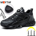 High-quality Safety Shoes Rotating Button Men Sport Shoes Anti Smashing Anti Piercing Work Boots Safety Steel Toe Shoes Men