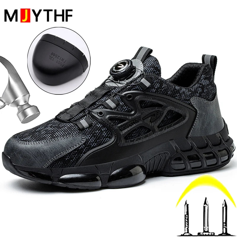 High-quality Safety Shoes Rotating Button Men Sport Shoes Anti Smashing Anti Piercing Work Boots Safety Steel Toe Shoes Men