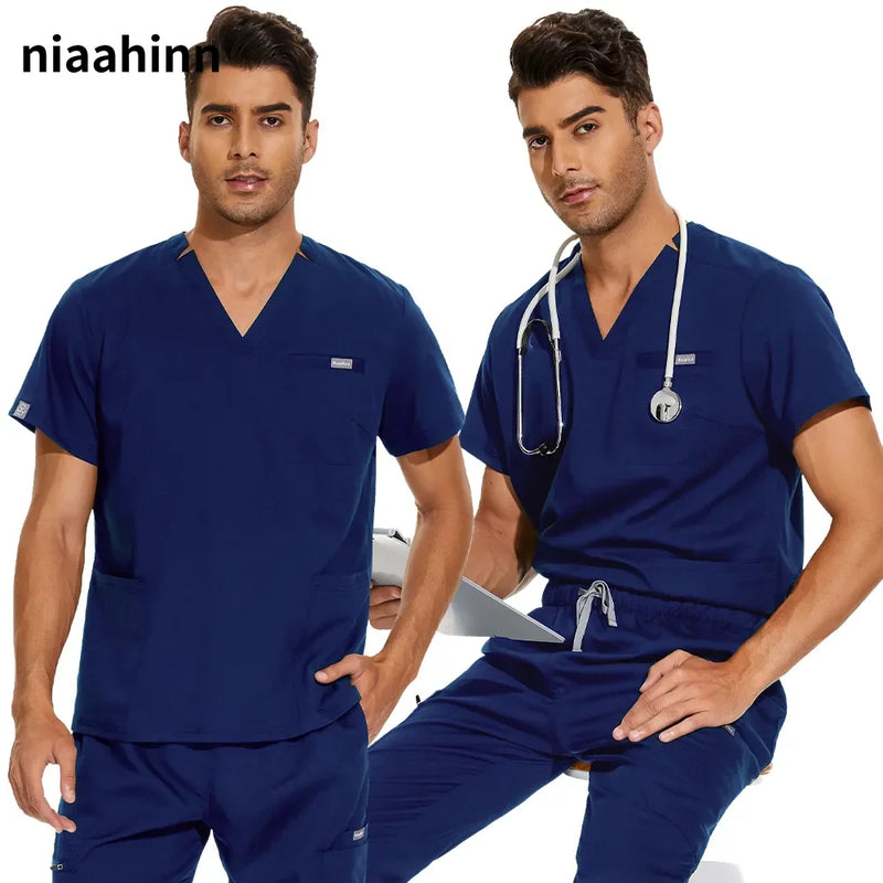 Medical Uniform Lab Clothes Women Mens Scrubs Tops Nurse Nursing Uniform Vet Costume Spa Workwear Hospital Surgery Work Shirts