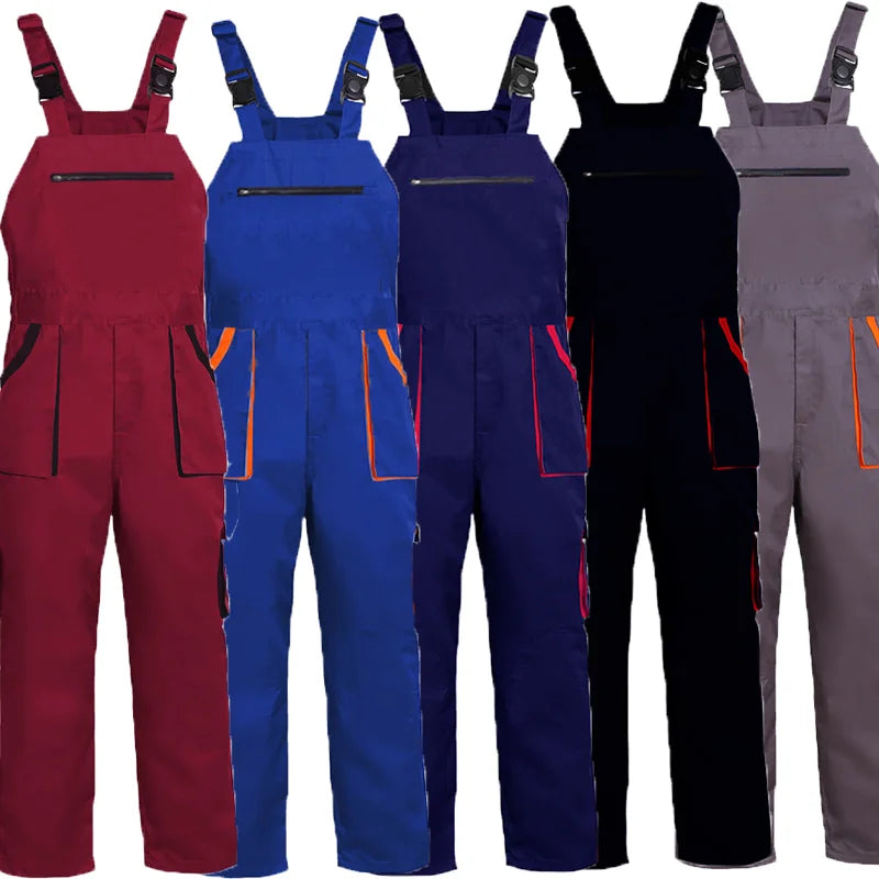 Bib Overalls Men Women Work Clothing Big Size Protective Coveralls Strap Trousers Jumpsuit Pockets Uniforms Sleeveless Bib Pants