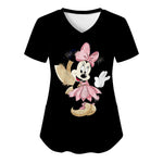 Tops Minnie Mouse T Shirt Disney Shirts Mickey Top Women 2023 V Neck Woman Clothes Nurse Uniform T-shirts Hospital T-shirt Tees