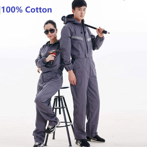 S-5XL Cotton Working Overalls Men Women Reflective Tooling Welding Suit Repairman Jumpsuits Working Uniforms Plus Size Coveralls