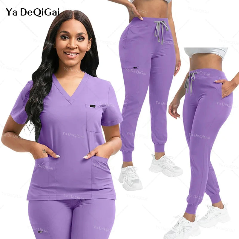 Slim Fit Medical Scrubs Uniform Women Scrub Sets Nursing Accessories Hospital Surgery Gowns Dental Clinic Beauty Salon Workwear