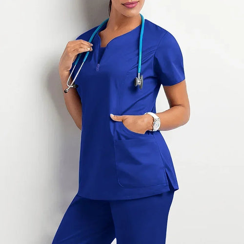 Surgical Uniforms Woman Scrub Set Medical Nurse Beauty Salon Workwear Clinical Scrubs Top + Pant Spa Doctor Nursing Tunic Suit