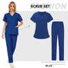 Scrubs Medical Uniforms Women Nurse Uniform Thin Breathable Medical Scrub Tops Elastic Scrubs Pants Doctor Workwear Spa Overalls