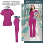 Wholesale Casual Short Sleeve V-neck Straight Sets Pharmacy Work Clothes Medical Nurse Uniform Scrubs Women Set Nursing Uniforms