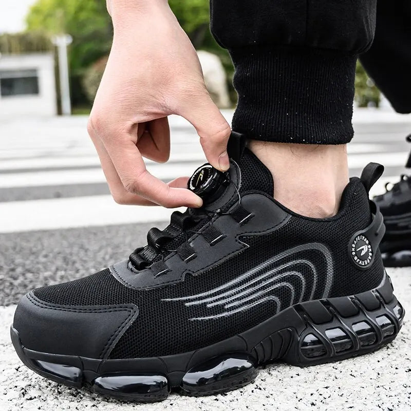 Men's Safety Shoes with Rotating Buttons,working Sports Shoes, Protective Boots, Parker Steel Shoes,casual Ring Shoes.