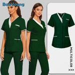 Pharmacist Dentist Veterinary Nurse New Tops Fashion Slim Beauty Salon Scrub Clothes Spa Uniform Pet Lab Blouse Medical Uniform