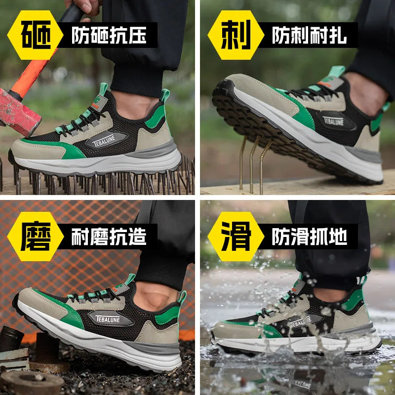 Plastic Toe Summer Breathable Labor Shoes Composite Toe Cap Indestructible Work Safety Boots Sneakers Lightweight Male Shoes