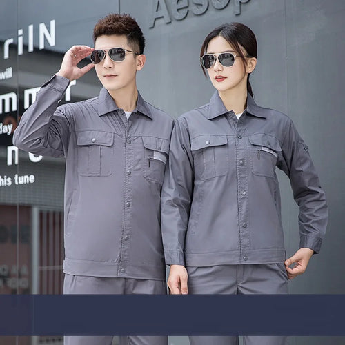 Summer Work Clothing Long Sleeves Turn Down Collar Factory Workshop Worker Uniforms Breathable Auto Repairmen Working Coveralls