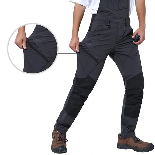 Work Bib Overalls Uniform Knee Pads Men Stretchy Working Coverall Car Repairman Strap Pants Dungarees Workshop Mechanic Workwear