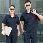 Summer Work Clothing Men's Short Sleeves Thin Worker Coveralls Workwear Labor Protection Clothing Tops Mechanic Repair Uniforms