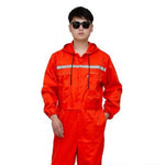 Work Clothes Reflective Zipper Pockets Unisex Work Overalls Hooded Drawstring Safety Coveralls for Auto Repairmen Jumpsuit