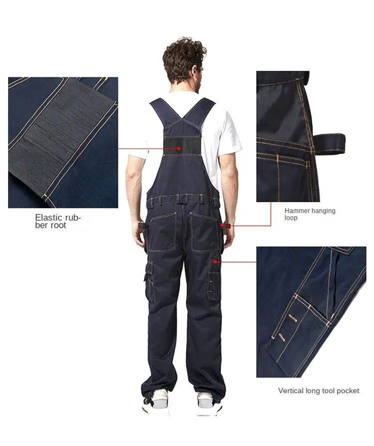 Work Bib Overalls Men Male Protective Coverall Repairman Strap Jumpsuits Trousers Working Uniforms Coveralls Free Shipping