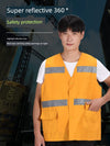 Railway Yellow Reflective Waistcoat Vest Thickened Polyester Fabric plus and Extra Size Construction Protective Clothing Engineering Bureau Reflective Vest Printing