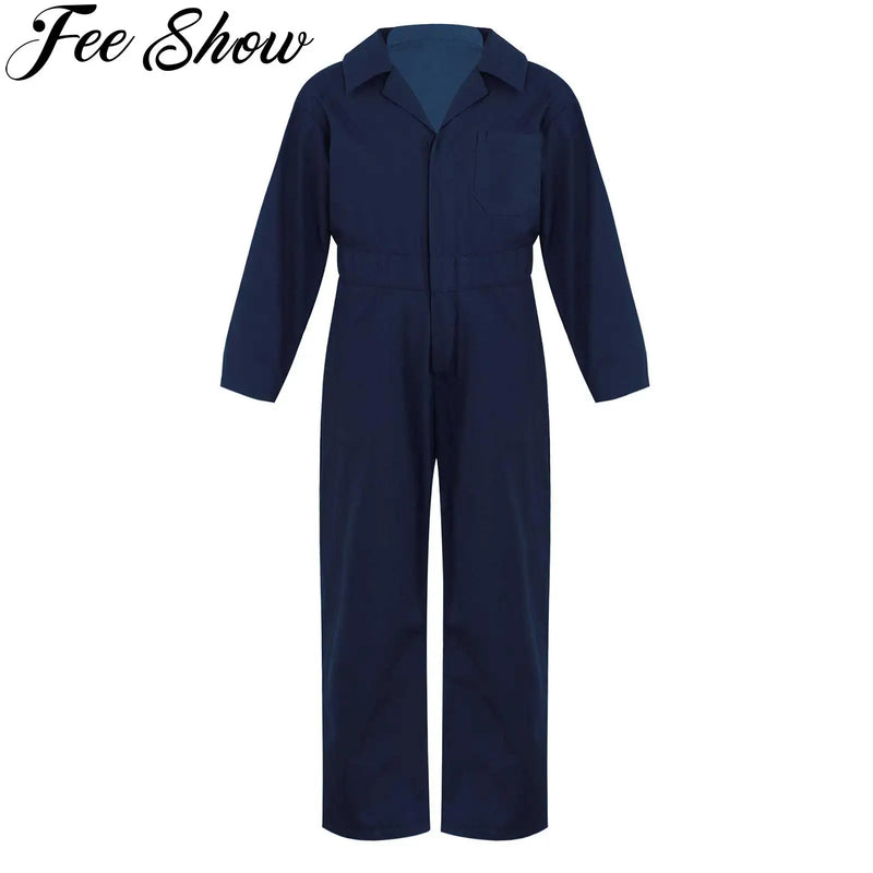 Kid Boys Halloween Carnival Party Cosplay Costume Coverall Mechanic Boiler Suit Costume Flightsuit Coverall Jumpsuit