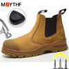 Genuine Leather Work Safety Boots For Chelsea Boots Men Shoes European Standard Protective Boots Cowhide Indestructible Shoes