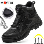 Rotary Buckle New Safety Boots Men Work Sneakers Indestructible Shoes Steel Toe Protective Anti-smash Anti-puncture Safety Shoes