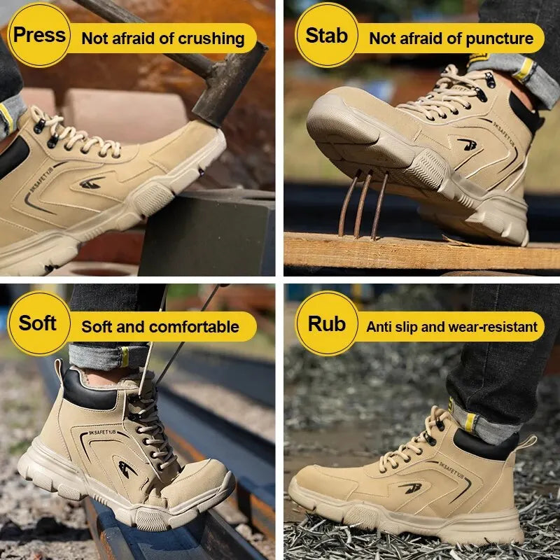 Winter Work Protective Shoes Men's Safety Shoes Anti-smashing Stab Shoes Sports Shoes Steel Toe Shoes Men's Work Boots.