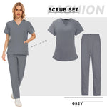 Scrubs Medical Uniforms Women Nurse Uniform Thin Breathable Medical Scrub Tops Elastic Scrubs Pants Doctor Workwear Spa Overalls